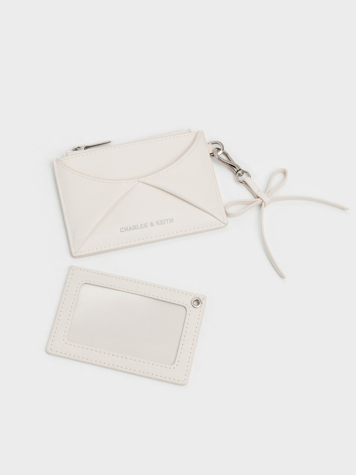 Hazel Bow Panelled Card Holder - Cream | CHARLES & KEITH