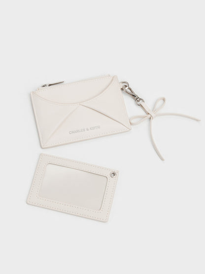 Hazel Bow Panelled Card Holder - Cream | CHARLES & KEITH