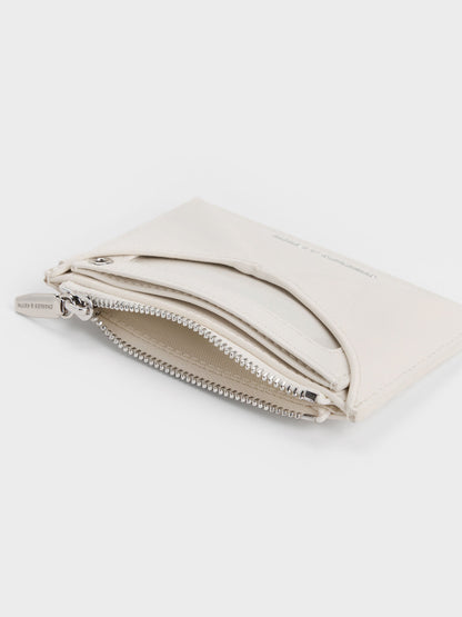 Hazel Bow Panelled Card Holder - Cream | CHARLES & KEITH