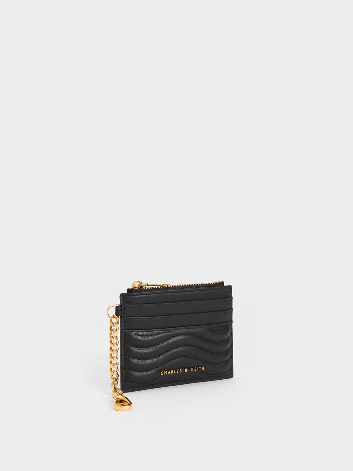 Aubrielle Wavy-Stitch Card Holder - Black | CHARLES & KEITH