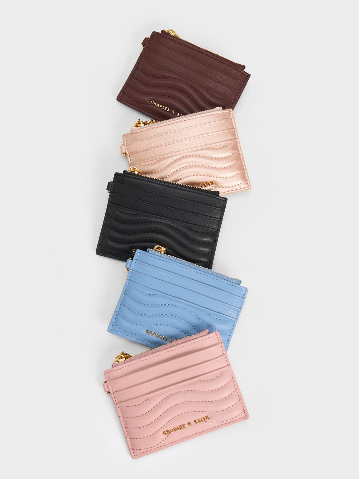 Aubrielle Wavy-Stitch Card Holder - Black | CHARLES & KEITH