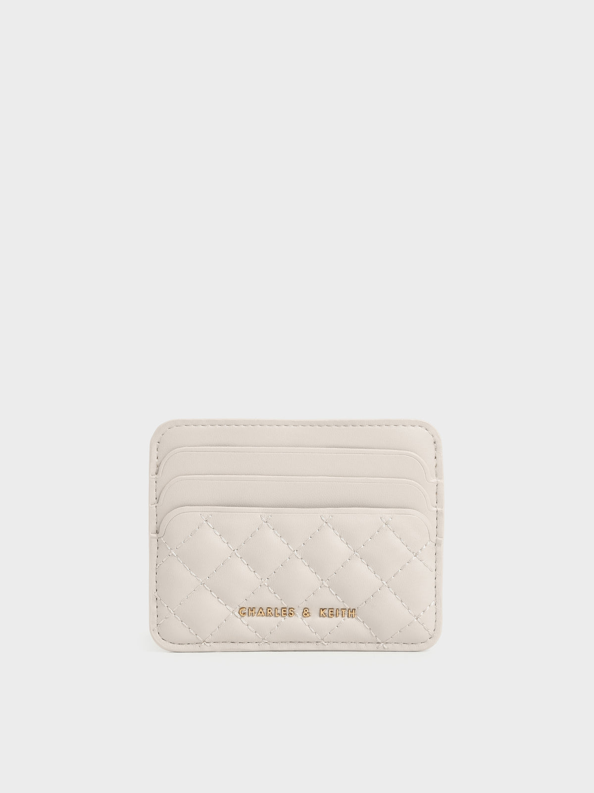 Cleo Quilted Card Holder - Ivory | CHARLES & KEITH