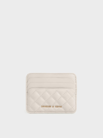 Cleo Quilted Card Holder - Ivory | CHARLES & KEITH