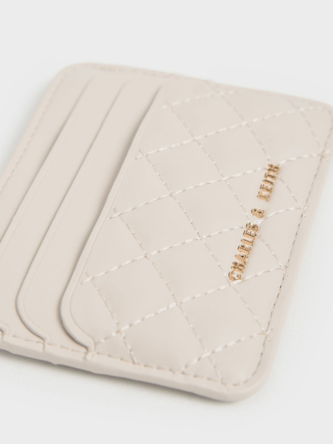Cleo Quilted Card Holder - Ivory | CHARLES & KEITH