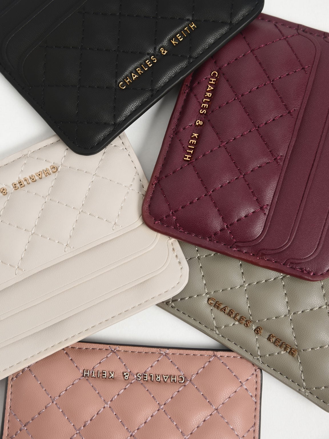 Cleo Quilted Card Holder - Ivory | CHARLES & KEITH