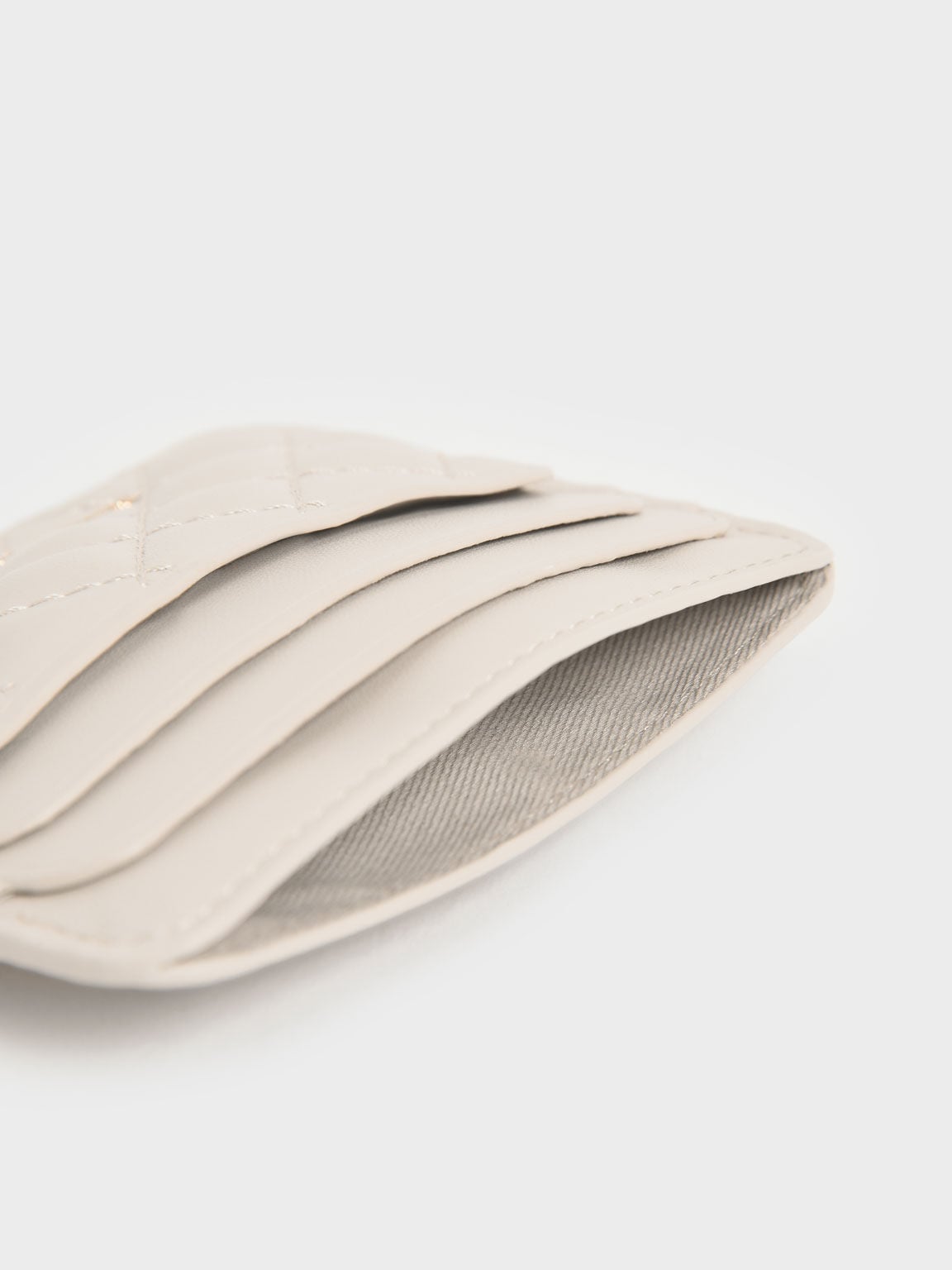 Cleo Quilted Card Holder - Ivory | CHARLES & KEITH