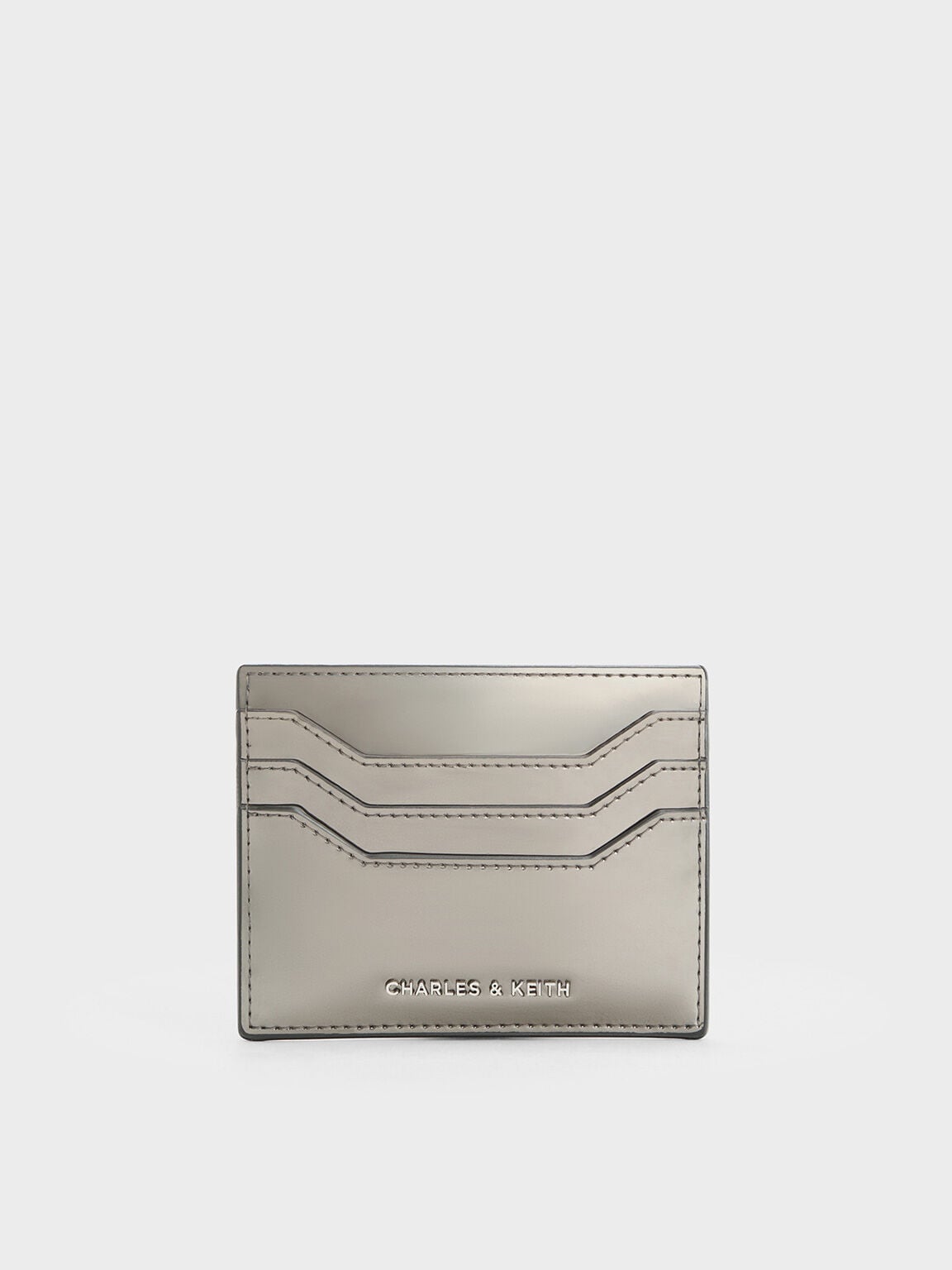 Carli Metallic Multi-Slot Card Holder - Pewter | CHARLES & KEITH
