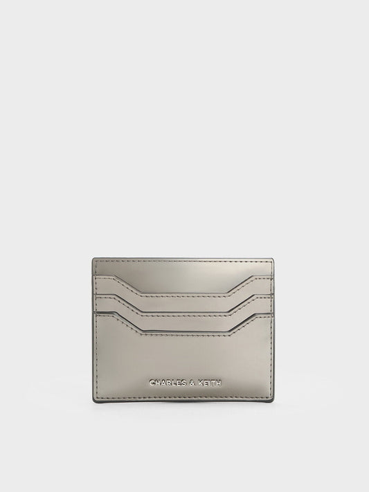 Carli Metallic Multi-Slot Card Holder - Pewter | CHARLES & KEITH