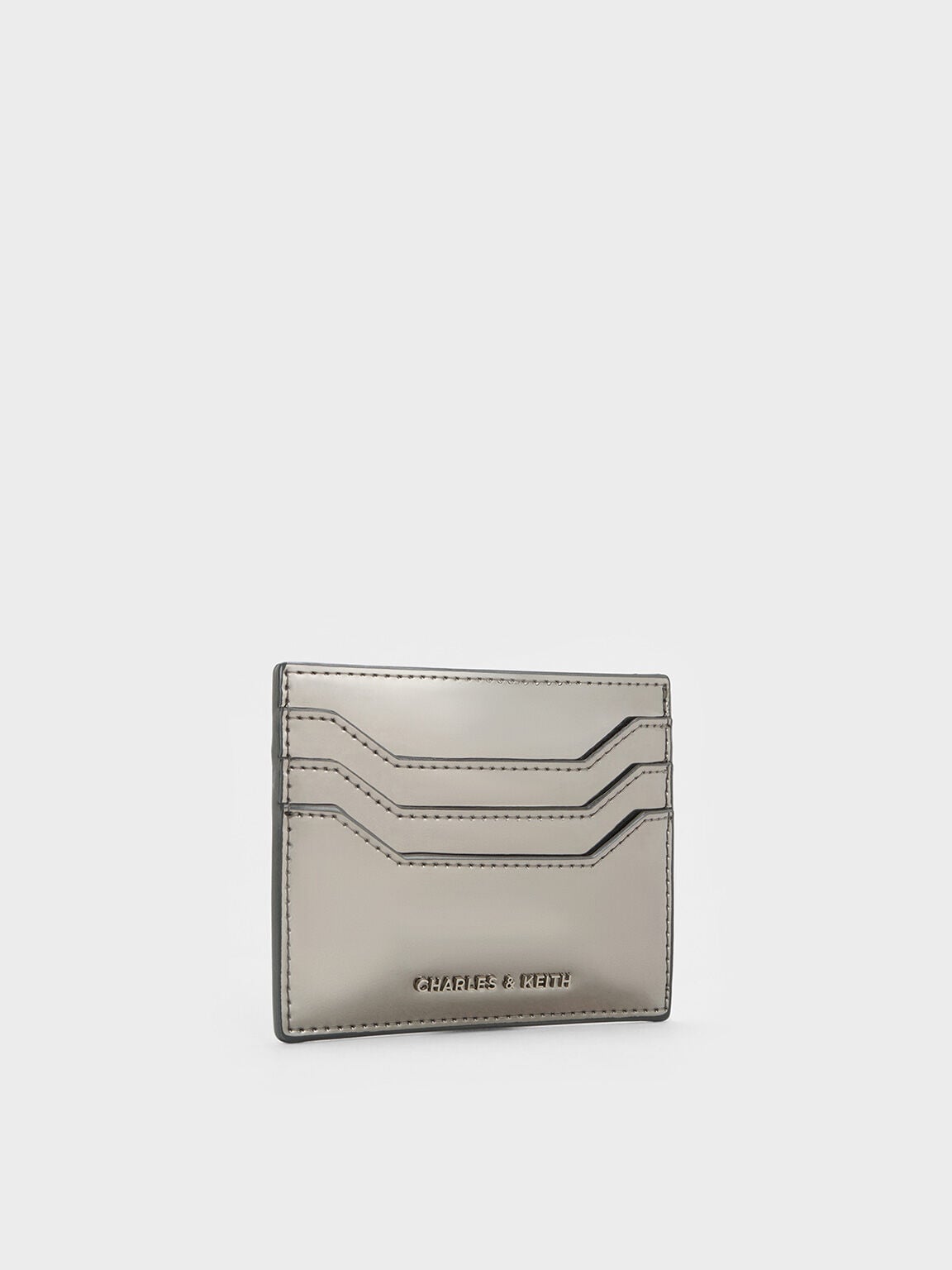 Carli Metallic Multi-Slot Card Holder - Pewter | CHARLES & KEITH