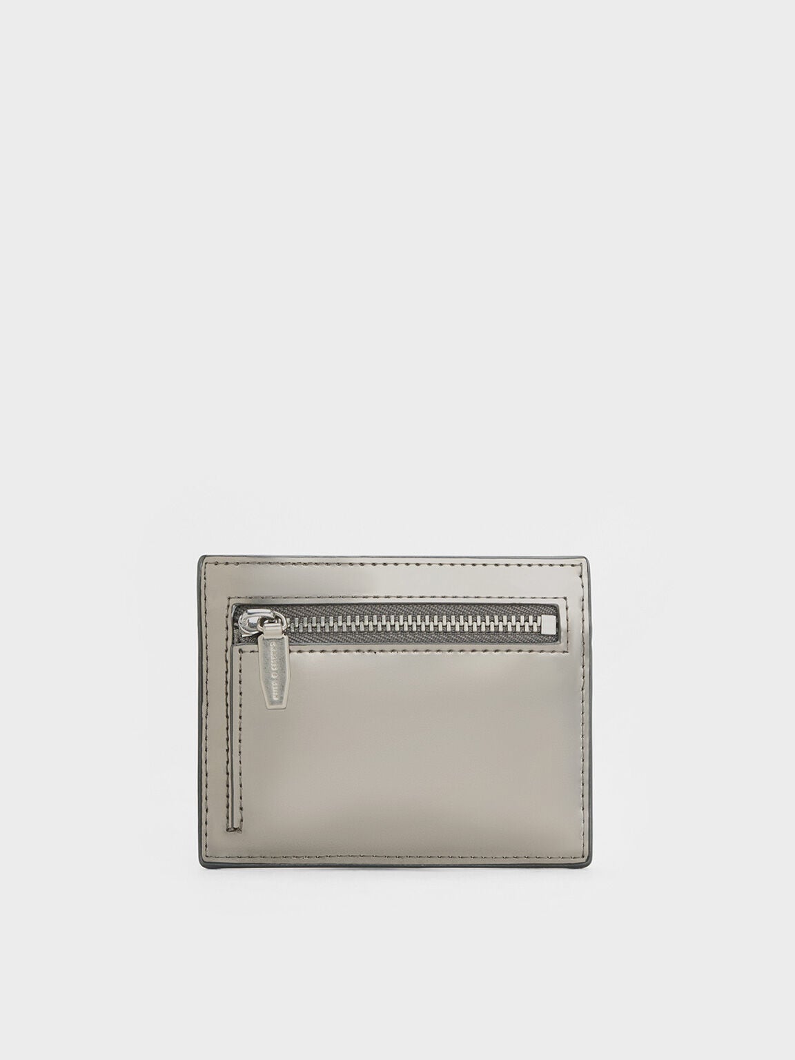 Carli Metallic Multi-Slot Card Holder - Pewter | CHARLES & KEITH