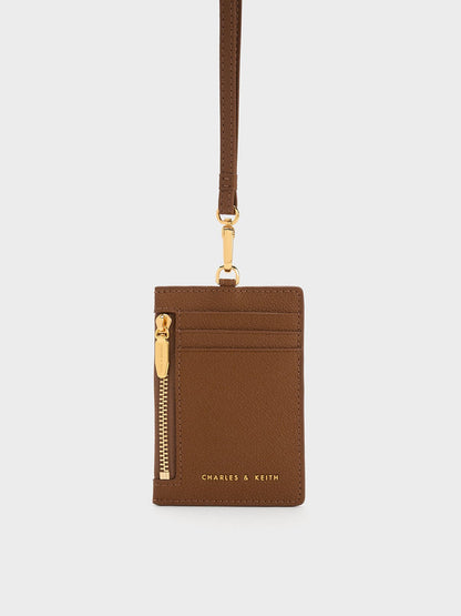 Twilia Card Holder With Lanyard - Chocolate | CHARLES & KEITH