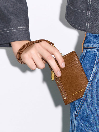 Twilia Card Holder With Lanyard - Chocolate | CHARLES & KEITH