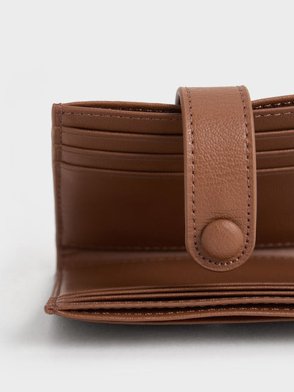 Bliss Snap Button Card Holder - Chocolate | CHARLES & KEITH