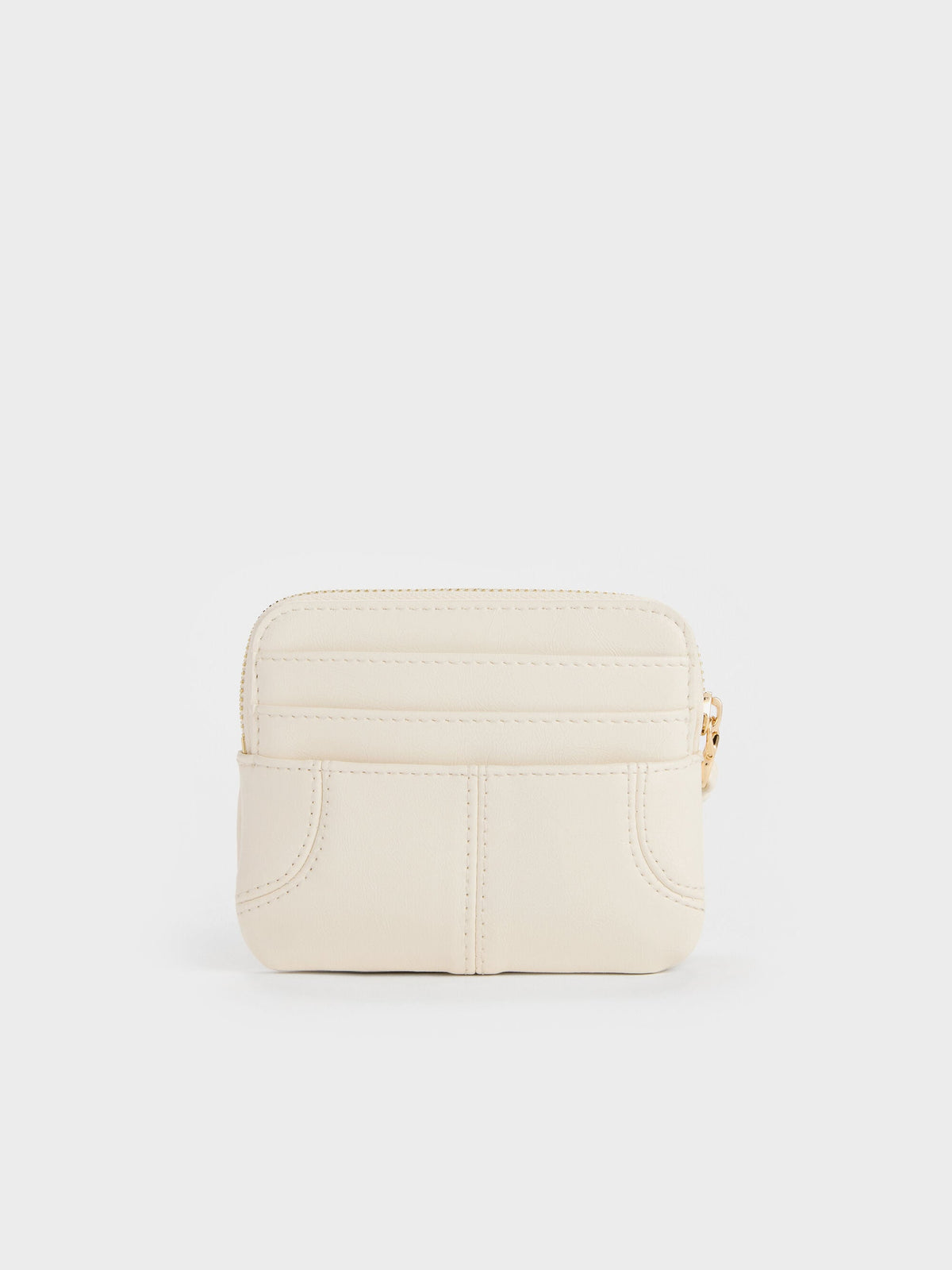 Ciara Top-Zip Card Holder - Cream | CHARLES & KEITH