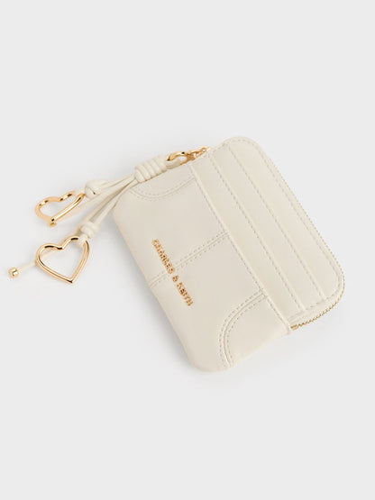 Ciara Top-Zip Card Holder - Cream | CHARLES & KEITH