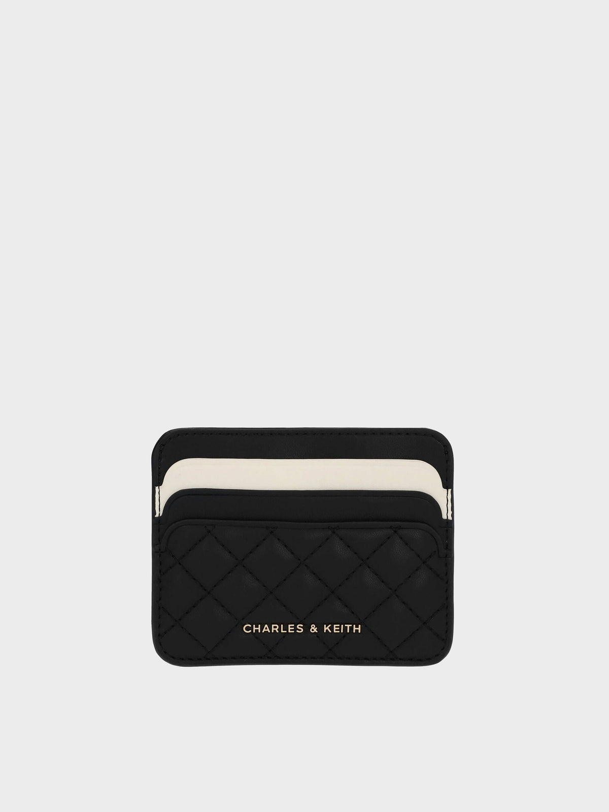 Cleo Two-Tone Quilted Card Holder - Midnight Black | CHARLES & KEITH