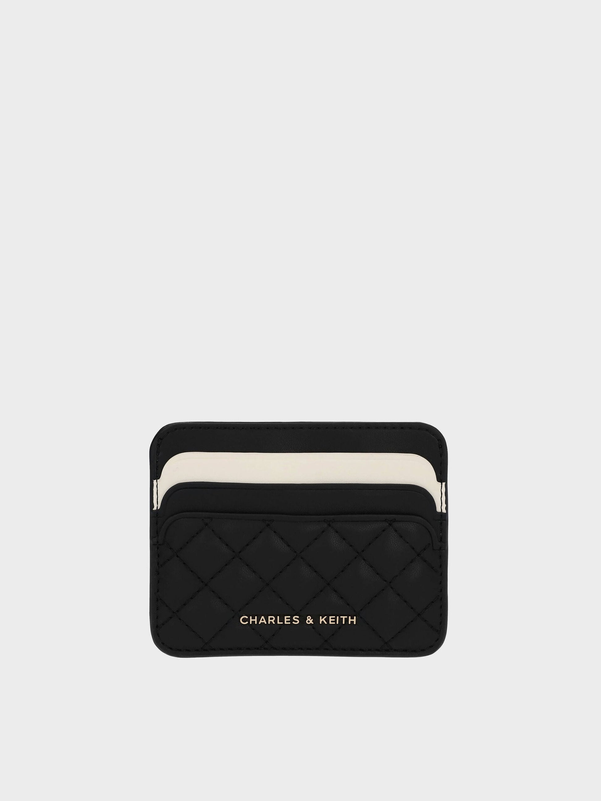Cleo Two-Tone Quilted Card Holder - Midnight Black | CHARLES & KEITH