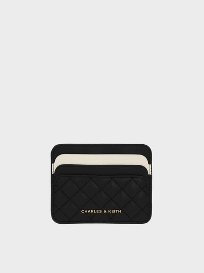 Cleo Two-Tone Quilted Card Holder - Midnight Black | CHARLES & KEITH