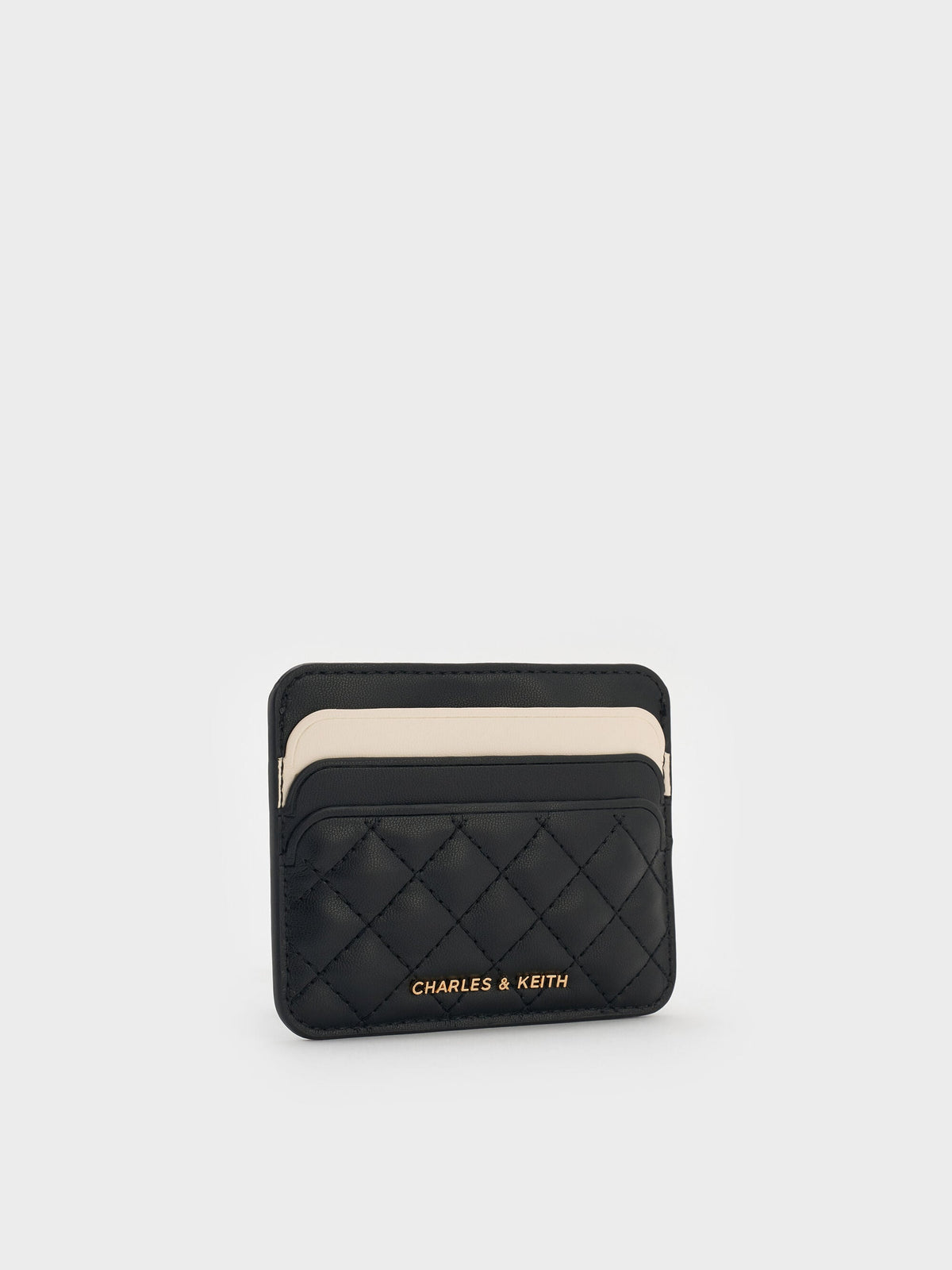 Cleo Two-Tone Quilted Card Holder - Midnight Black | CHARLES & KEITH