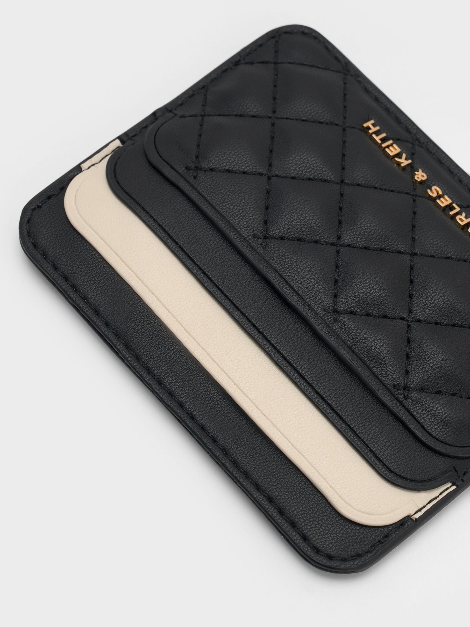 Cleo Two-Tone Quilted Card Holder - Midnight Black | CHARLES & KEITH