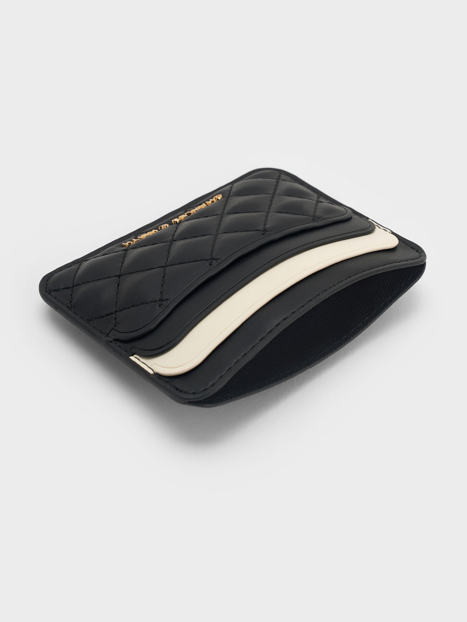 Cleo Two-Tone Quilted Card Holder - Midnight Black | CHARLES & KEITH
