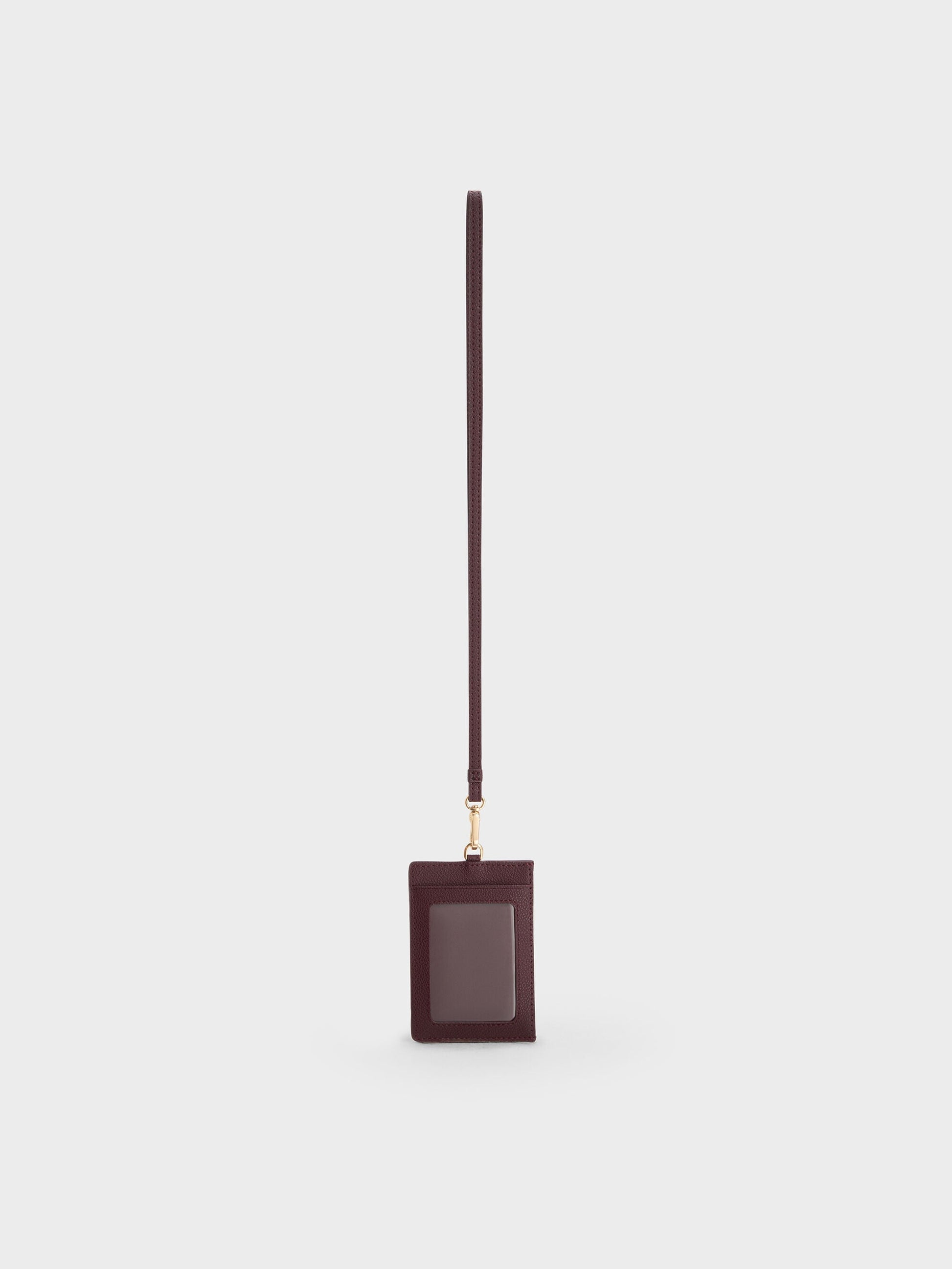 Twilia Card Holder With Lanyard - Wineberry Red | CHARLES & KEITH