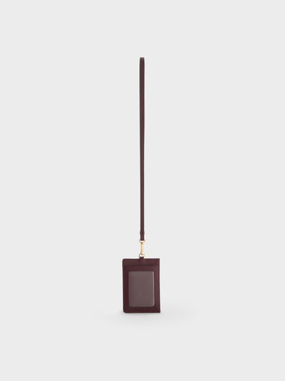 Twilia Card Holder With Lanyard - Wineberry Red | CHARLES & KEITH