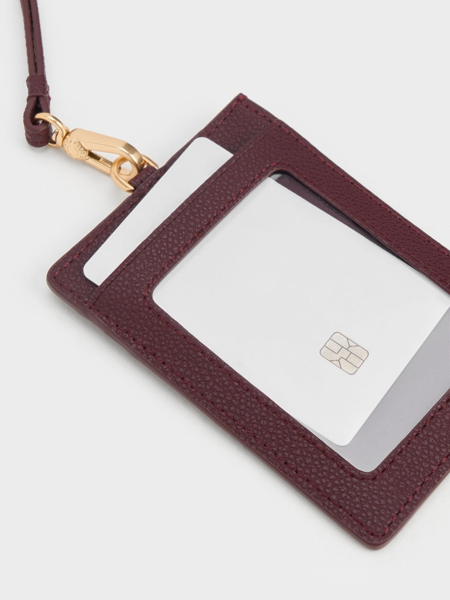 Twilia Card Holder With Lanyard - Wineberry Red | CHARLES & KEITH