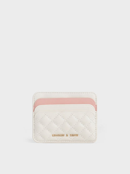 Cleo Two-Tone Quilted Card Holder - Cream | CHARLES & KEITH