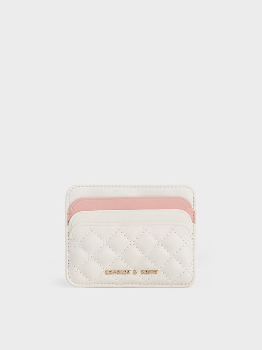 Cleo Two-Tone Quilted Card Holder - Cream | CHARLES & KEITH
