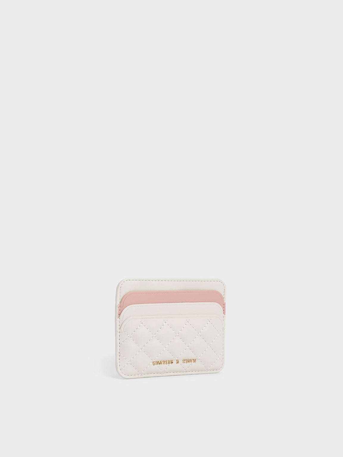 Cleo Two-Tone Quilted Card Holder - Cream | CHARLES & KEITH