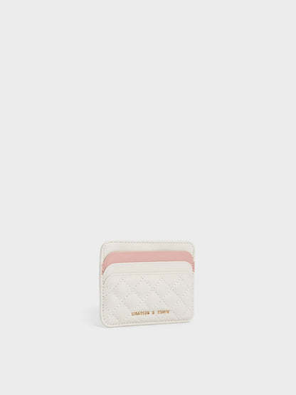 Cleo Two-Tone Quilted Card Holder - Cream | CHARLES & KEITH