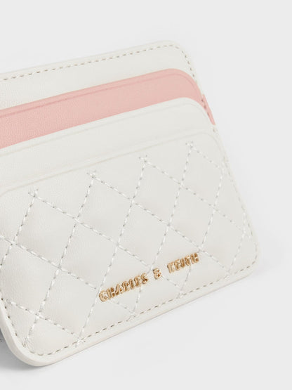 Cleo Two-Tone Quilted Card Holder - Cream | CHARLES & KEITH