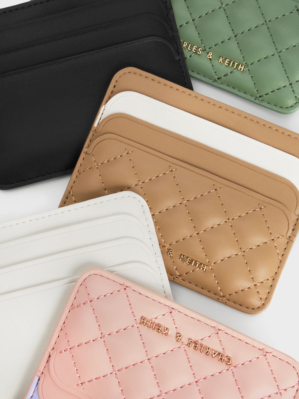 Cleo Two-Tone Quilted Card Holder - Cream | CHARLES & KEITH