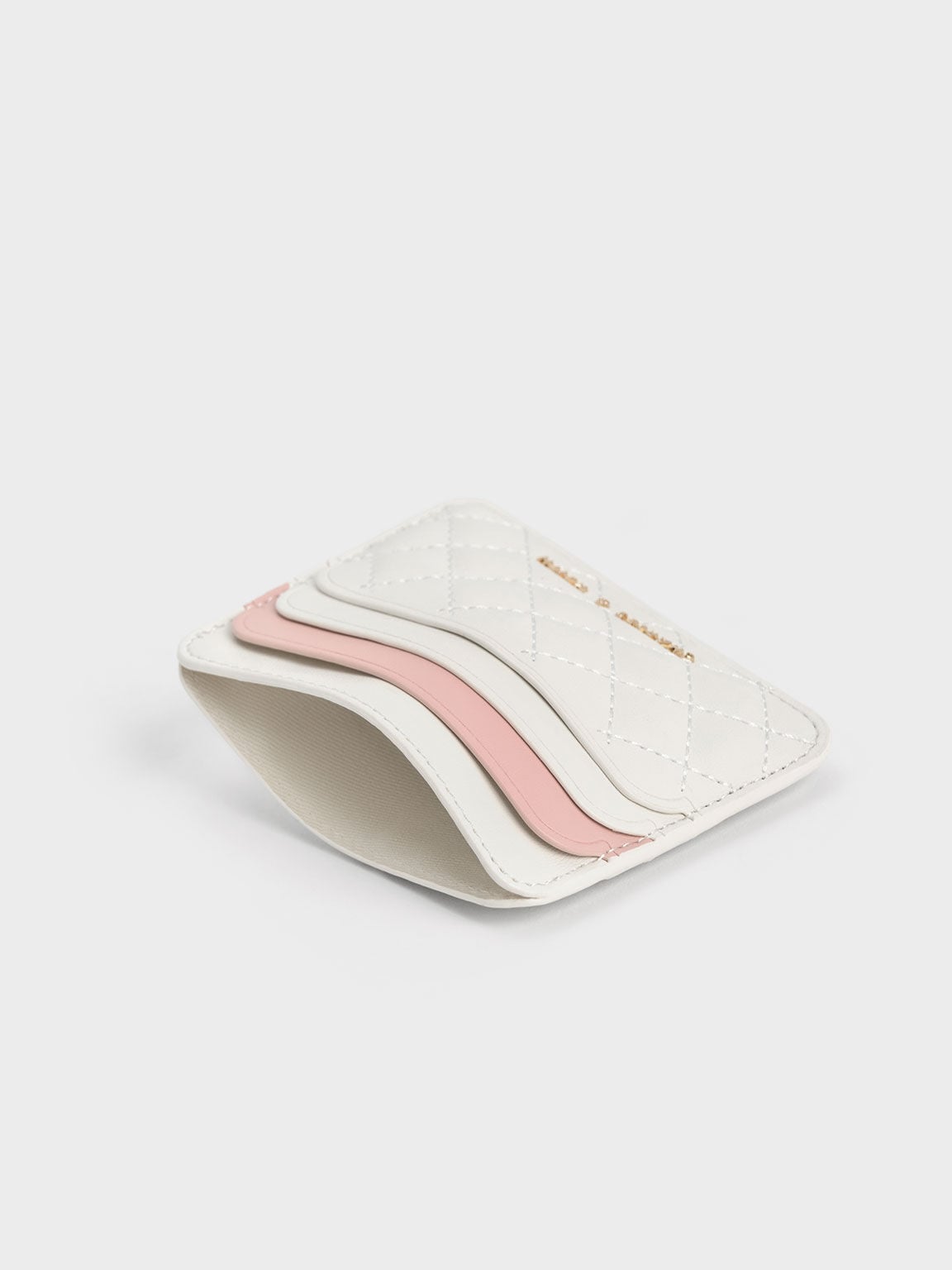 Cleo Two-Tone Quilted Card Holder - Cream | CHARLES & KEITH