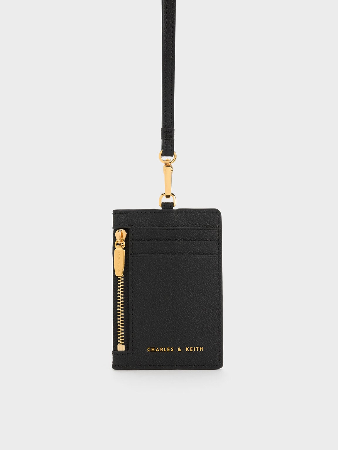Twilia Card Holder With Lanyard - Black | CHARLES & KEITH