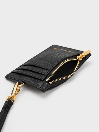 Twilia Card Holder With Lanyard - Black | CHARLES & KEITH