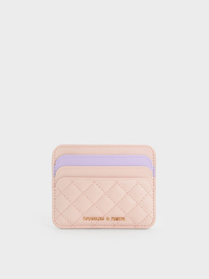 Cleo Two-Tone Quilted Card Holder - Soft Pink | CHARLES & KEITH