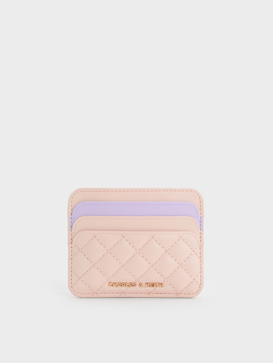 Cleo Two-Tone Quilted Card Holder - Soft Pink | CHARLES & KEITH