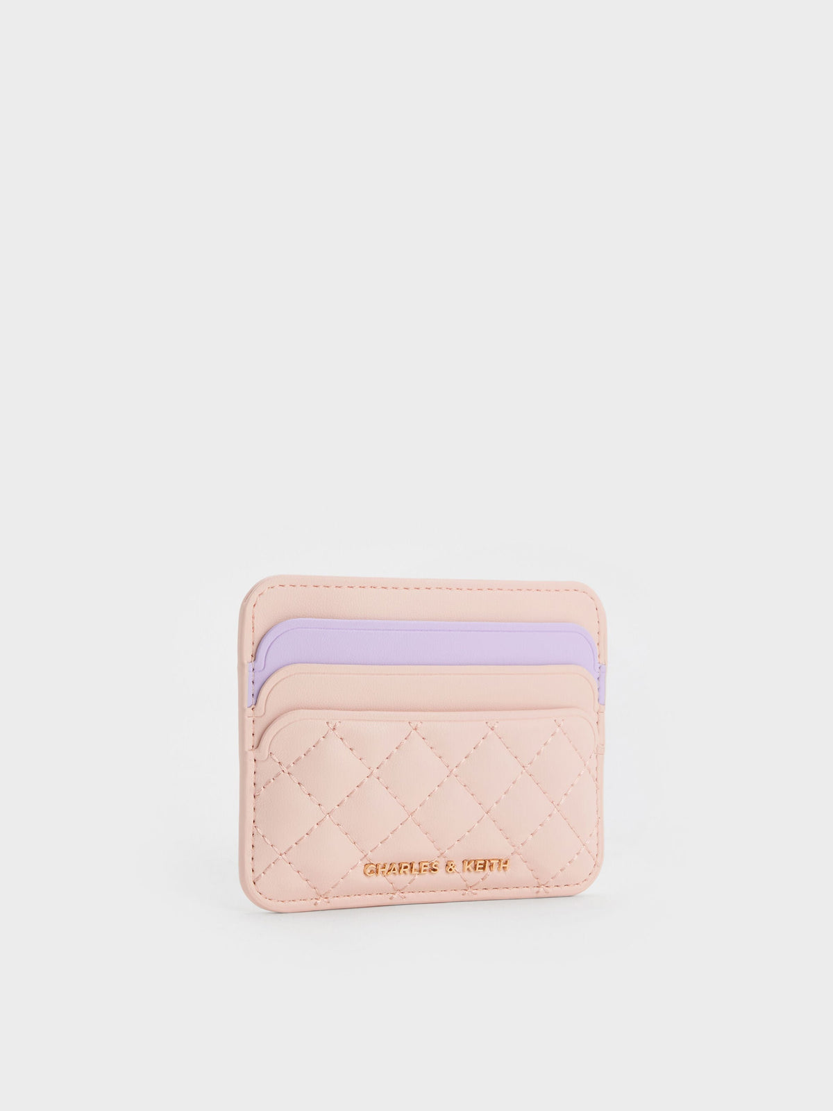 Cleo Two-Tone Quilted Card Holder - Soft Pink | CHARLES & KEITH