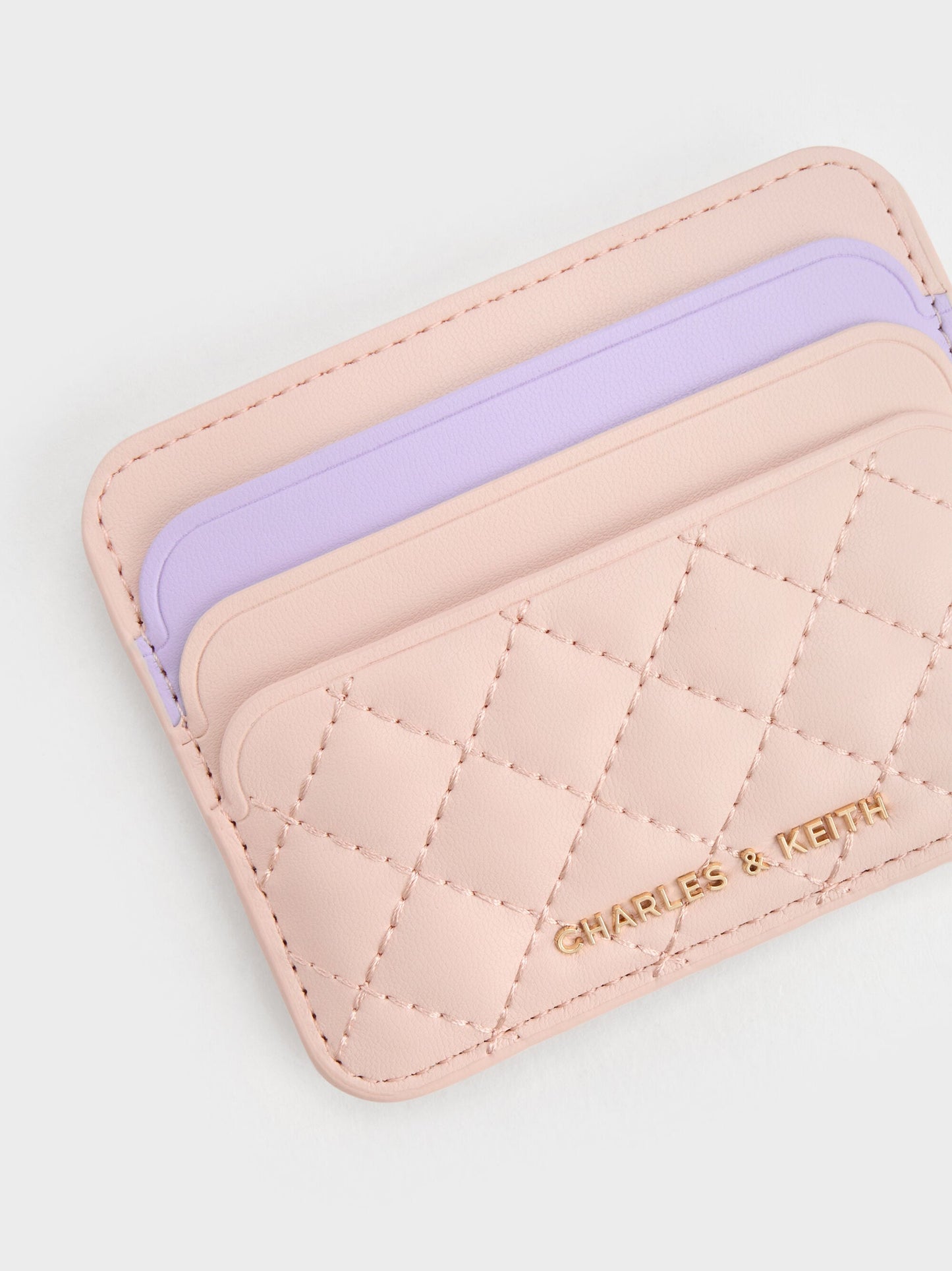 Cleo Two-Tone Quilted Card Holder - Soft Pink | CHARLES & KEITH