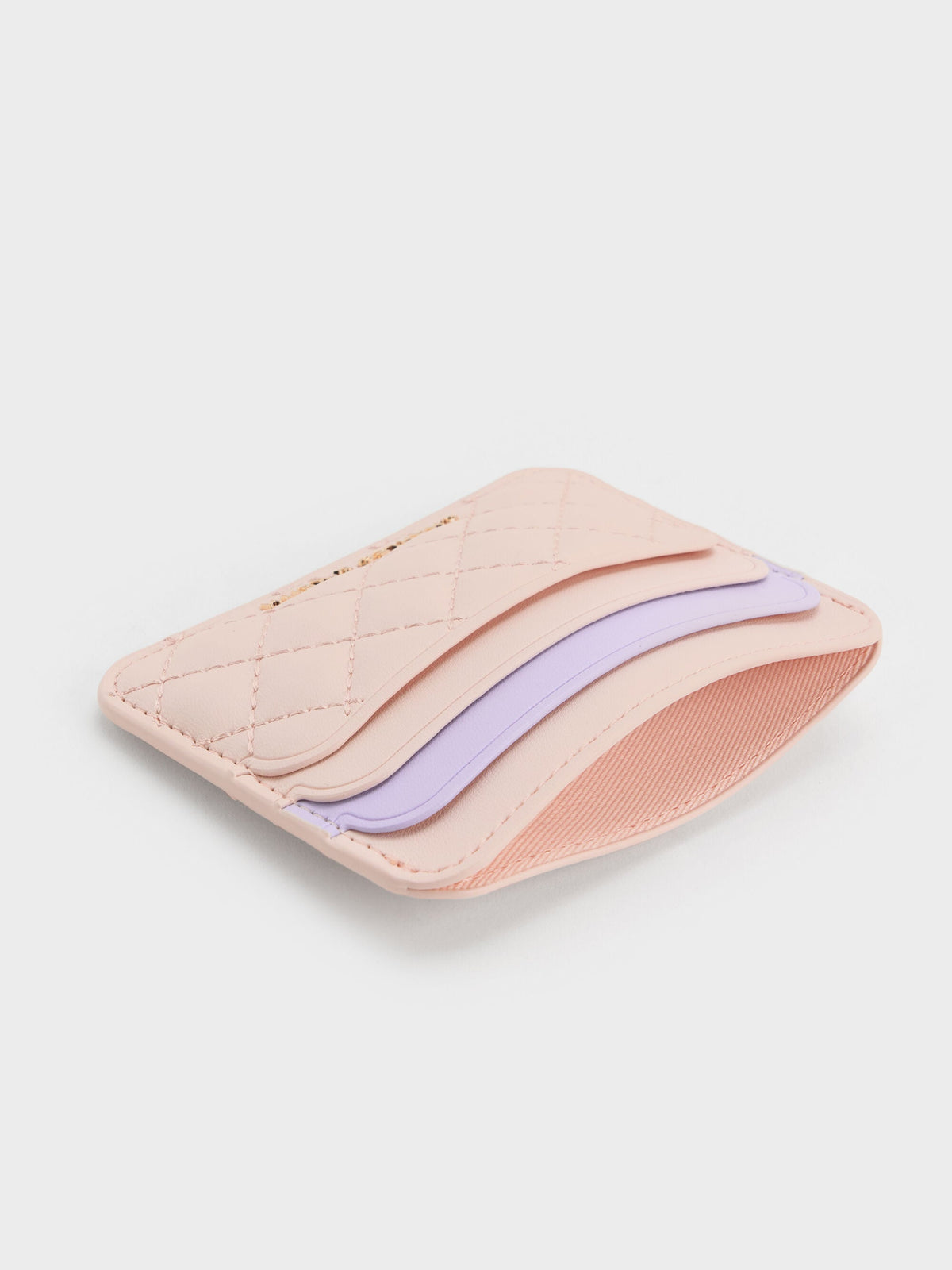 Cleo Two-Tone Quilted Card Holder - Soft Pink | CHARLES & KEITH