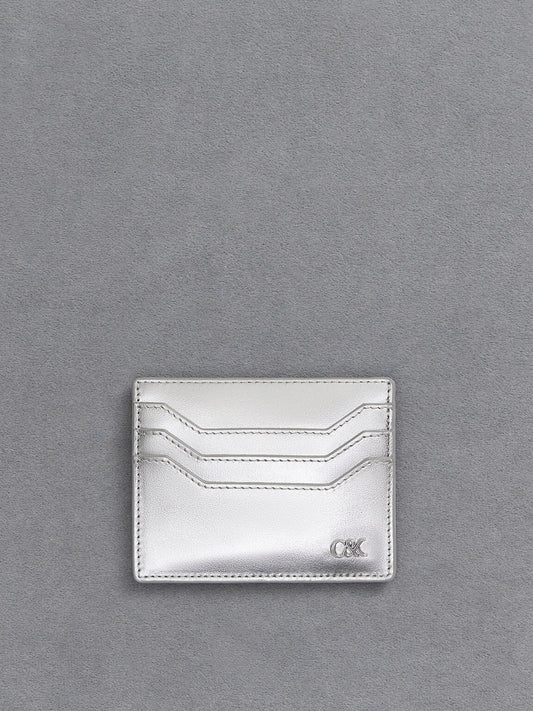 Carli Metallic Leather Multi-Slot Card Holder - Silver | CHARLES & KEITH