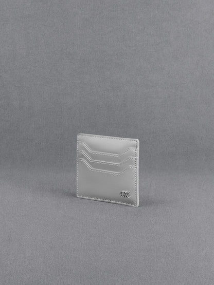 Carli Metallic Leather Multi-Slot Card Holder - Silver | CHARLES & KEITH