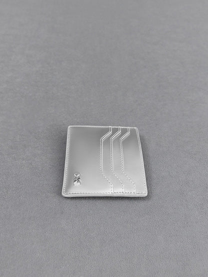 Carli Metallic Leather Multi-Slot Card Holder - Silver | CHARLES & KEITH