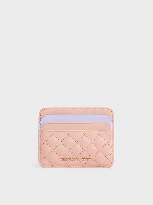 Cleo Two-Tone Quilted Card Holder - Pink | CHARLES & KEITH