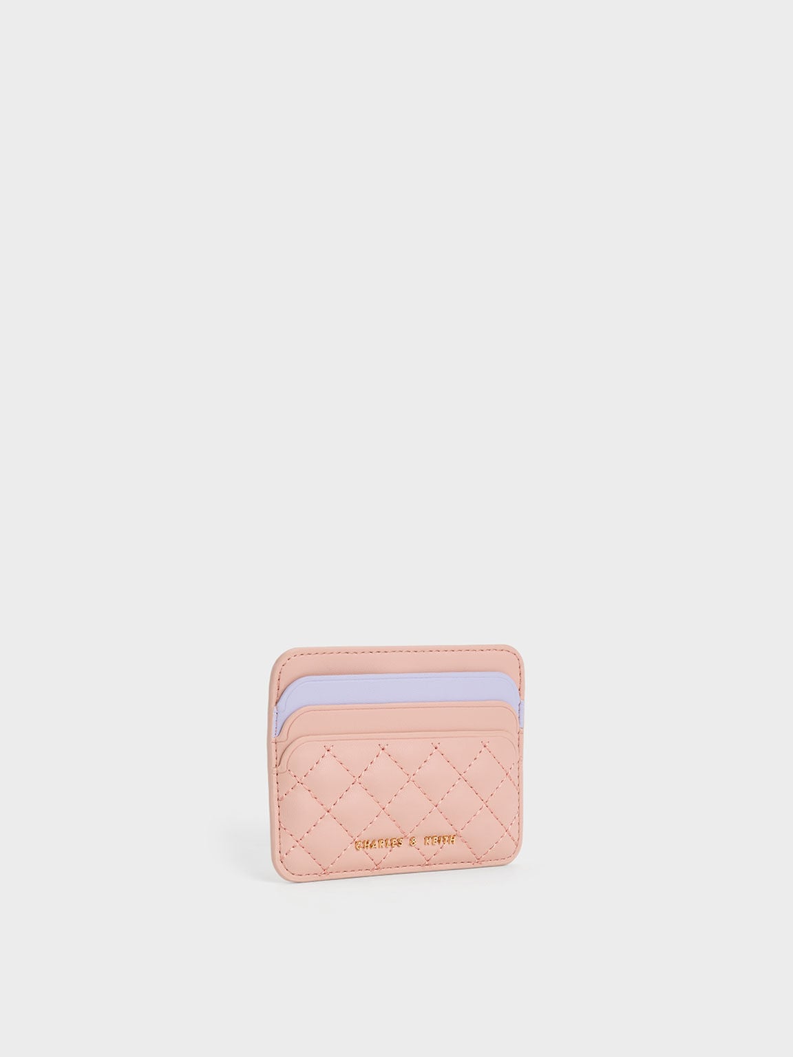 Cleo Two-Tone Quilted Card Holder - Pink | CHARLES & KEITH