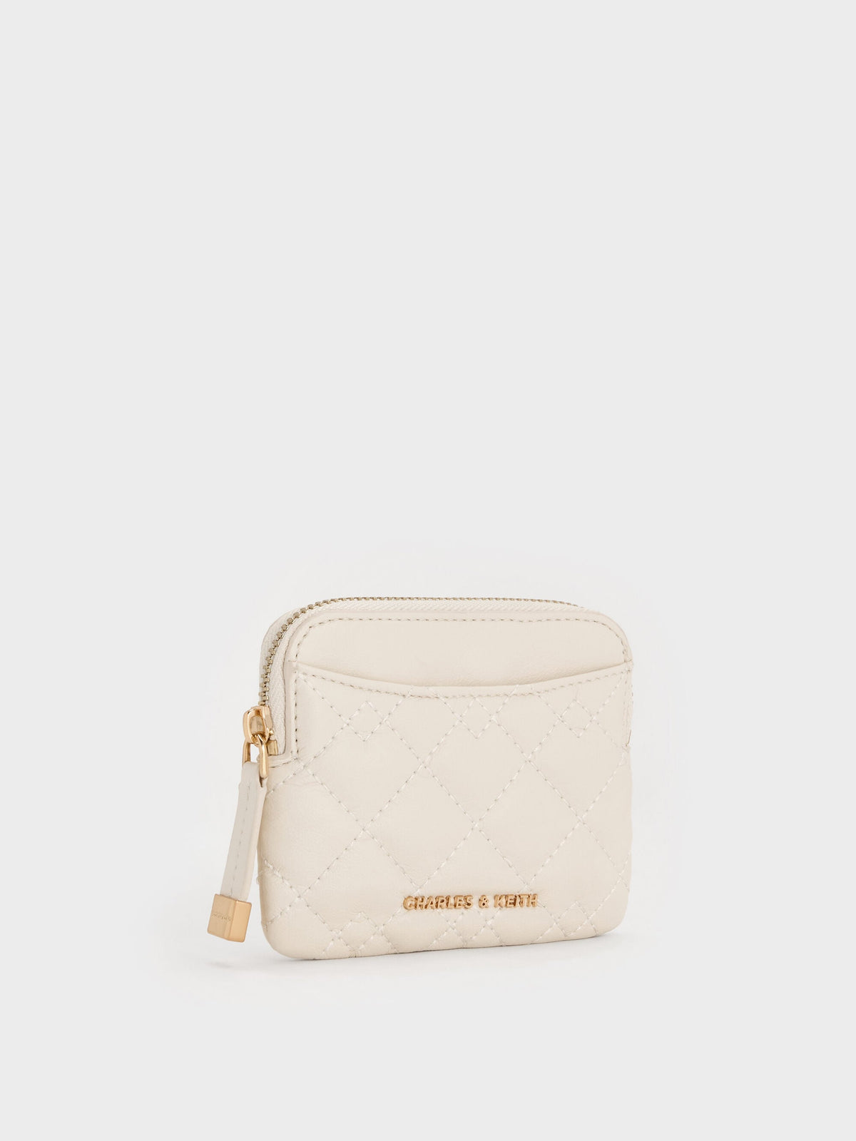 Duo Quilted Card Holder - Cream | CHARLES & KEITH