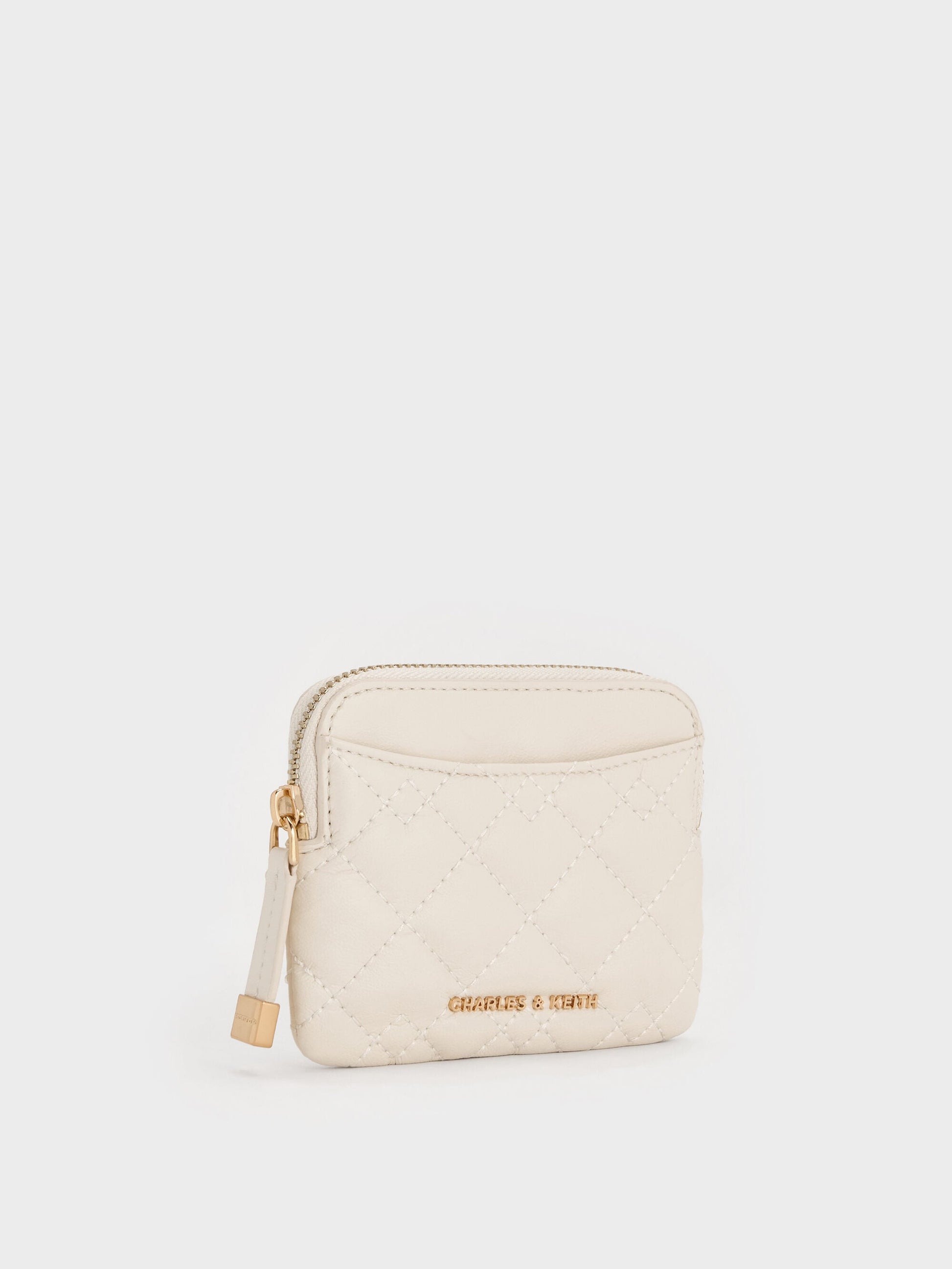 Duo Quilted Card Holder - Cream | CHARLES & KEITH