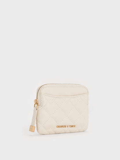 Duo Quilted Card Holder - Cream | CHARLES & KEITH